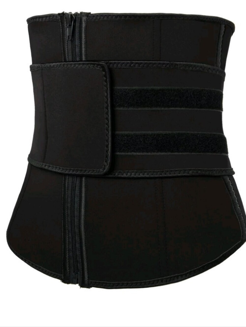 Black Waist Trainer Zipper Adjustable Wrap Belt Tummy Control Body Shaper